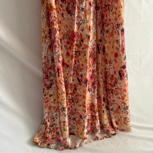 Favorite Daughter The Blackberry Pink Orange Floral Plunge Neckline Dress XL NEW - Picture 13 of 15